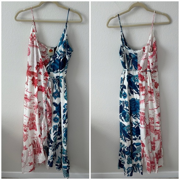 NWT FARM Rio Dual Prints Maxi Wrap Dress SZ L - Picture 3 of 10